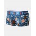 Mens Underwear Graffiti Print Faux Silk U Convex Boxers