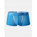 Mens Solid Ice Silk Transparent Seamless Letter Elastic Waist Boxers Underwear