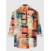 Plaid Series Art Abstract Hand Drawn Square Printing Men's Long Sleeve Shirt