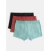 Mens Thin Ice Silk Breathable Woven Elastic Mid Waist 3Pcs Solid Color Boxers