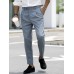 Men Striped Print Ruched Slimming Ankle Length Business Formal Pants